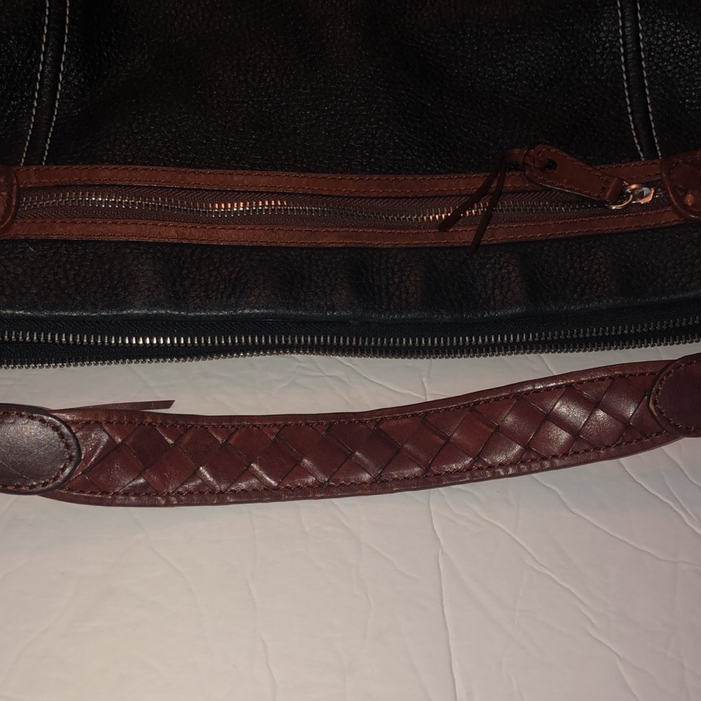 Brighton D549273 Black/Brown Genuine Leather Woven Strap Shoulder/Crossbody Bag - Picture 6 of 10